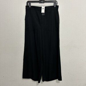 Banana Republic‎ High-Rise Wide-Leg Cropped Pant Black Lyocell Size S Pockets